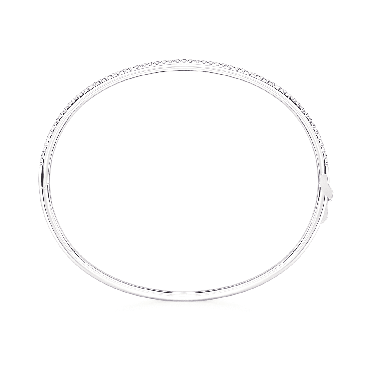 14K White Gold and Prong Set Diamond Bangle Bracelet