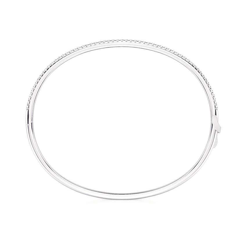 14K White Gold and Prong Set Diamond Bangle Bracelet