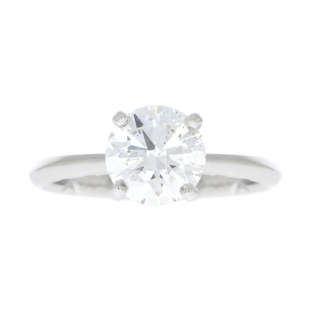 14K White Gold Knife Edge Solitaire Engagement Ring with 2.05ct Round Diamond Center and Hidden Halo