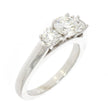 14K White Gold and Round Diamond Three Stone Ring