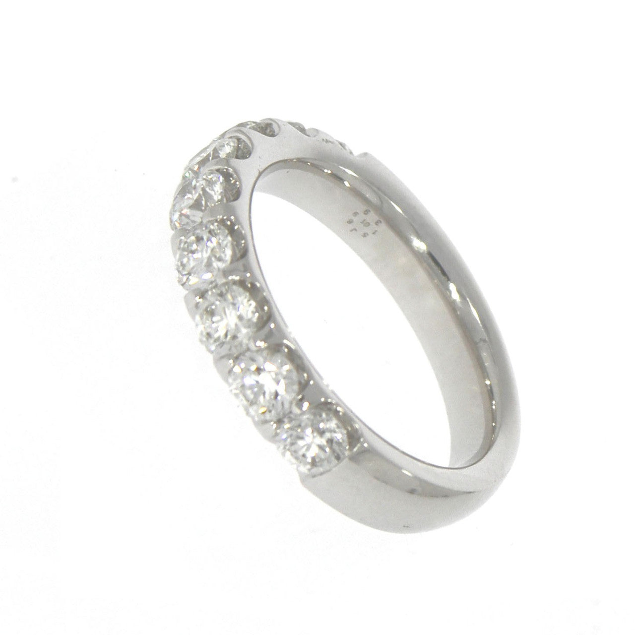 Platinum Ladies Shared Prong Set Round Cut Diamond Wedding Band