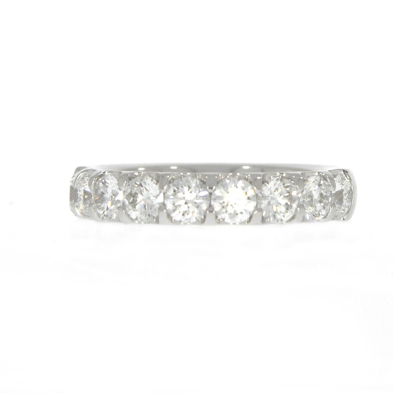 Platinum Ladies Shared Prong Set Round Cut Diamond Wedding Band