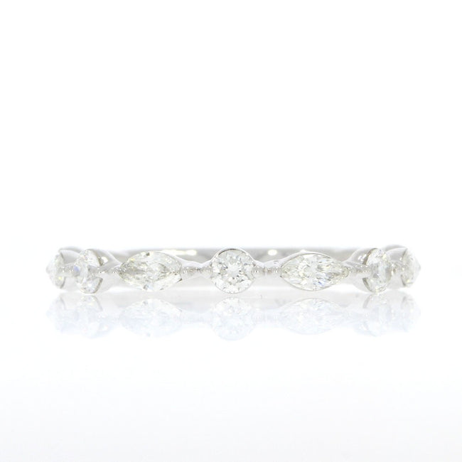 14K White Gold and Diamond Scalloped Wedding Band