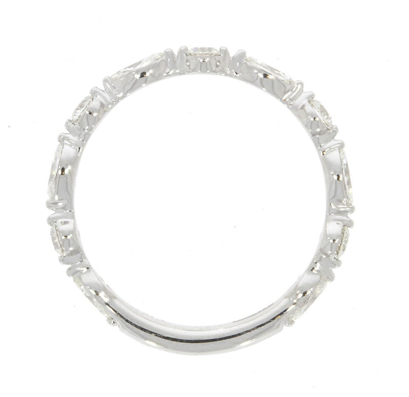 14K White Gold and Diamond Scalloped Wedding Band