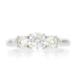 14K White Gold and Round Diamond Three Stone Ring