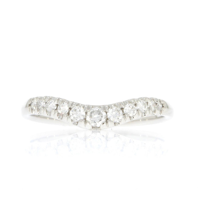 14K White Gold and 0.25ctw Diamond Contoured Wedding Band