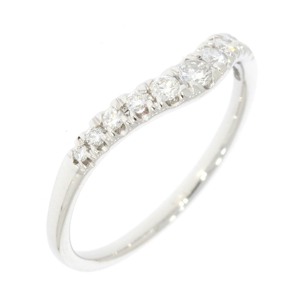 14K White Gold and 0.25ctw Diamond Contoured Wedding Band