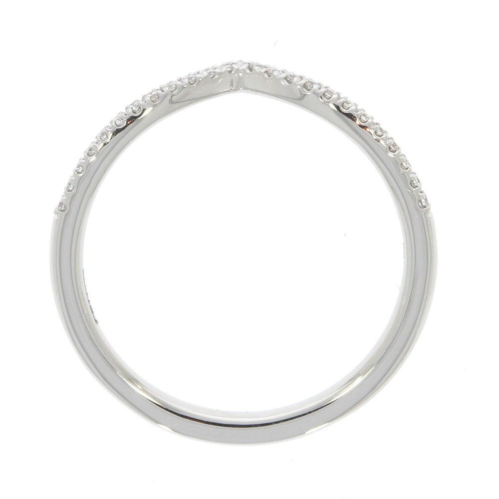 14K White Gold V Shape Diamond Wedding Band