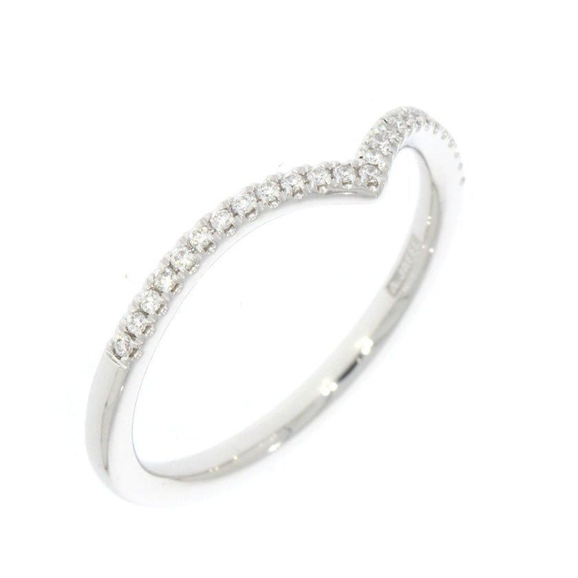 14K White Gold V Shape Diamond Wedding Band