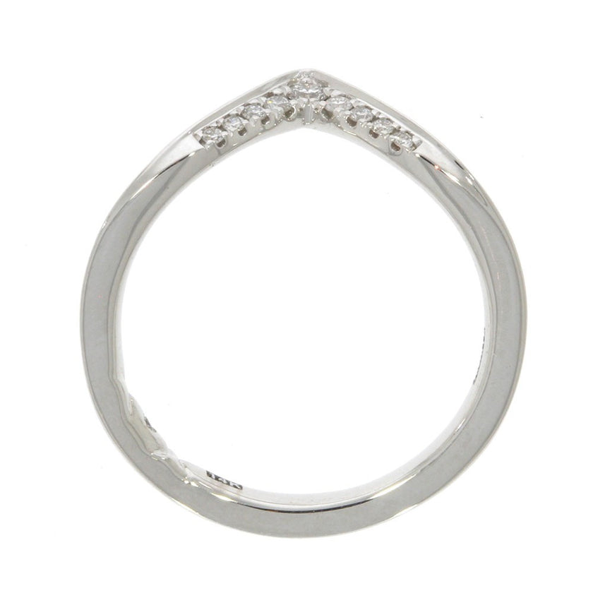 14K White Gold and Diamond Contoured Wedding Band