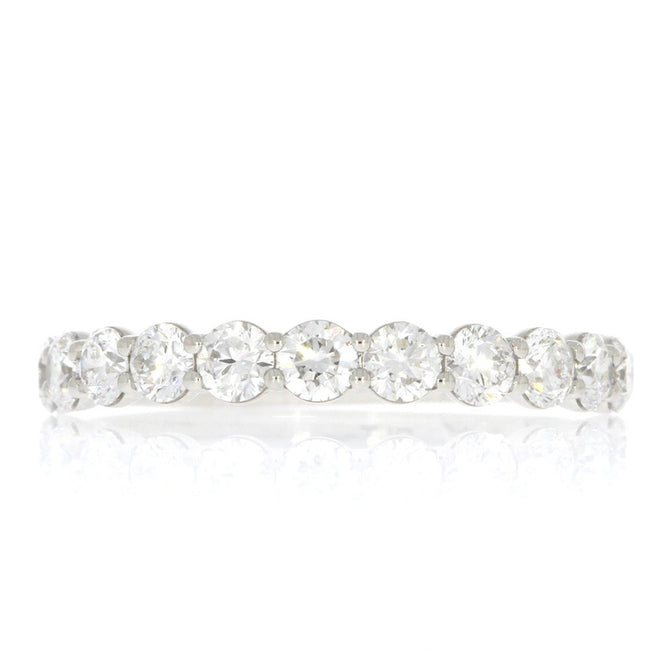 Platinum and Round Diamond Shared Prong Set Wedding Band
