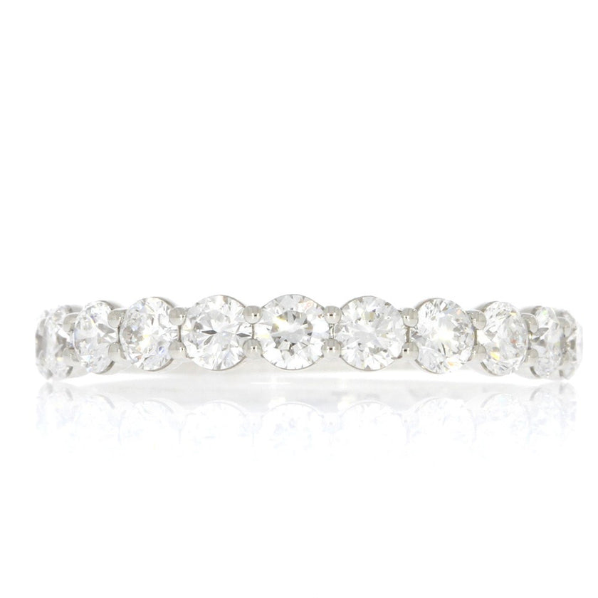 Platinum and Round Diamond Shared Prong Set Wedding Band