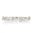 14K White Gold and Diamond Floral Wedding Band, with Prong Set Round Diamond Accents, and Stain Finished Top
