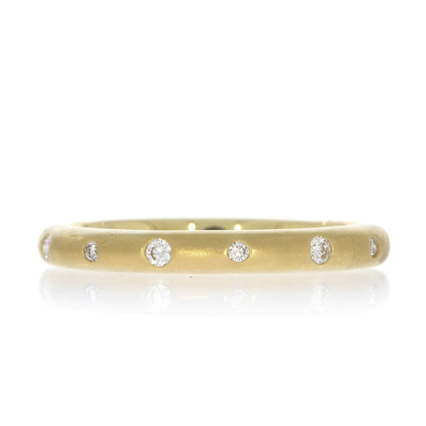 14K Yellow Gold and Flush Set Diamond Wedding Band