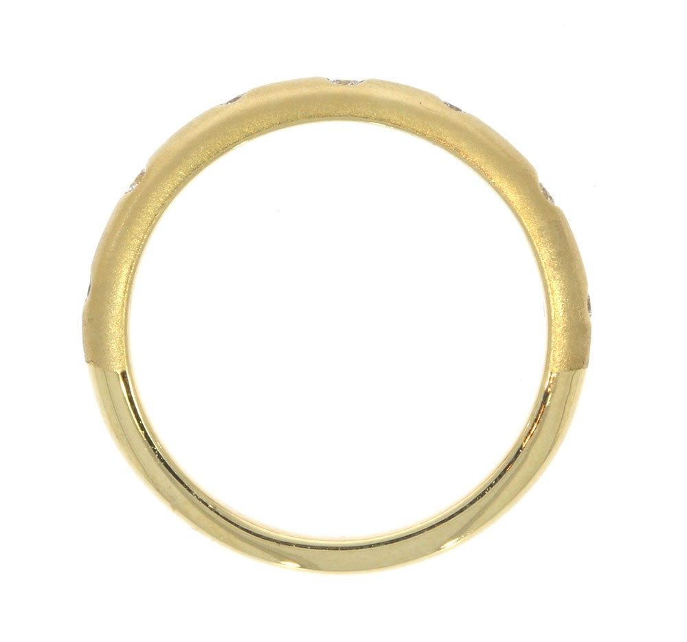 14K Yellow Gold and Flush Set Diamond Wedding Band