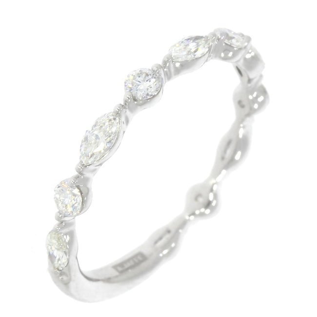 14K White Gold and Diamond Scalloped Wedding Band