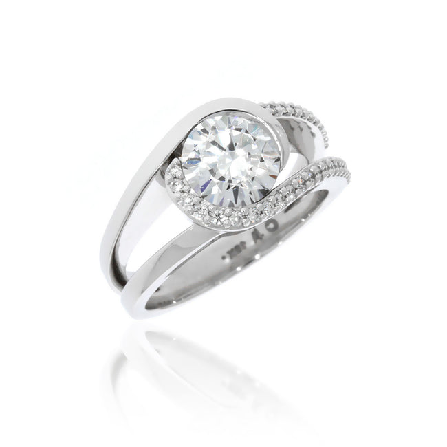 18K White Gold Reflection Engagement Ring With Diamond Accents