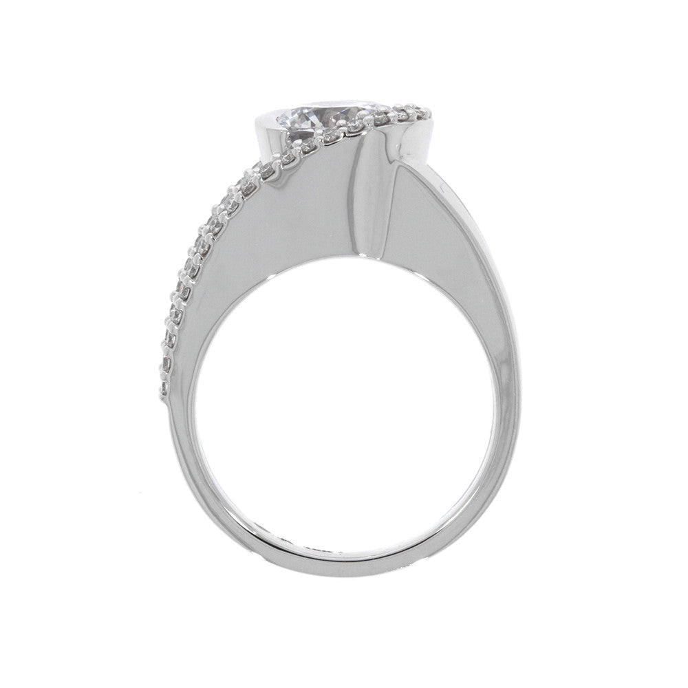 18K White Gold Reflection Engagement Ring With Diamond Accents
