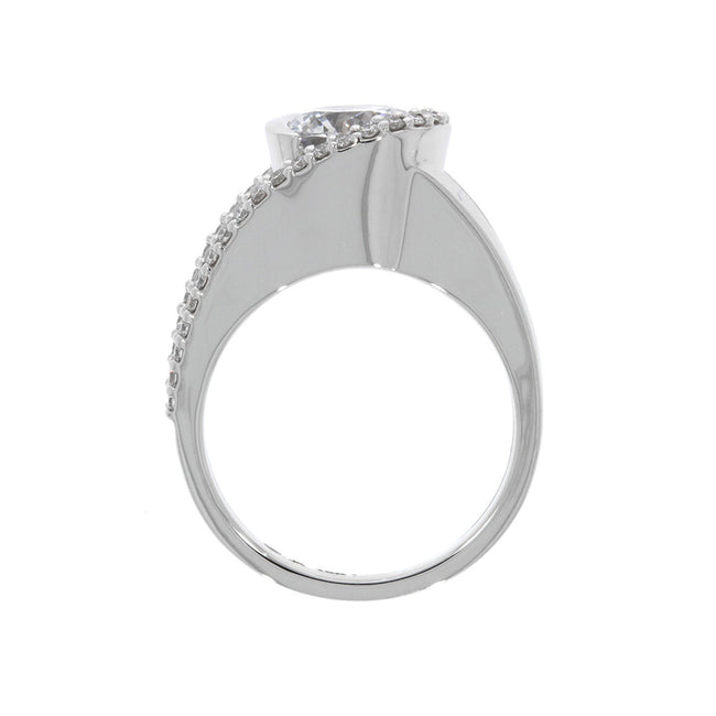 18K White Gold Reflection Engagement Ring With Diamond Accents