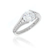 18K White Gold Split Engagement Ring with Diamond Accents