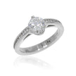 18K White Gold Engagement Ring with Channel Set Diamond Accents