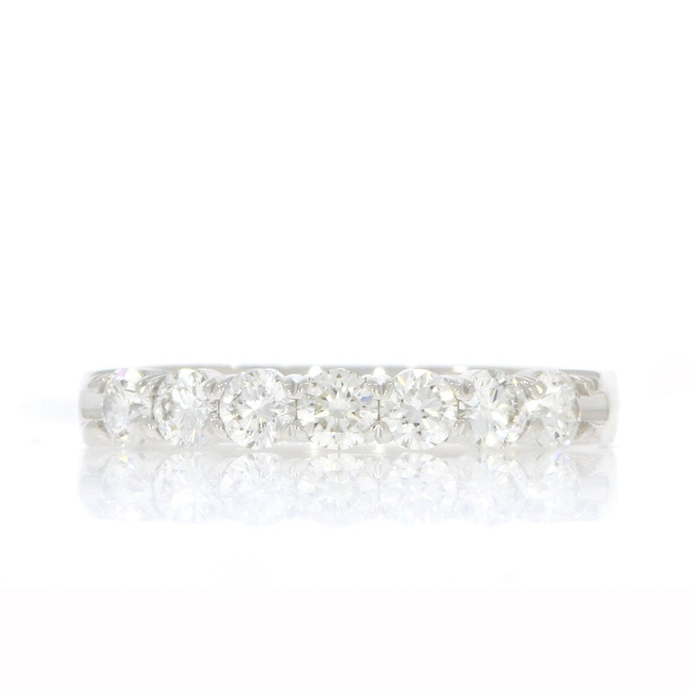 18K White Gold and 7 Stone Diamond Band Style Ring