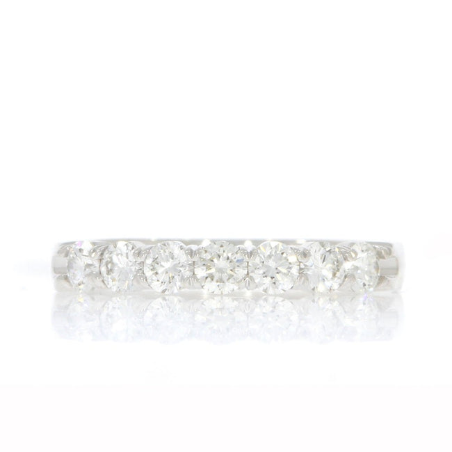 18K White Gold and 7 Stone Diamond Band Style Ring
