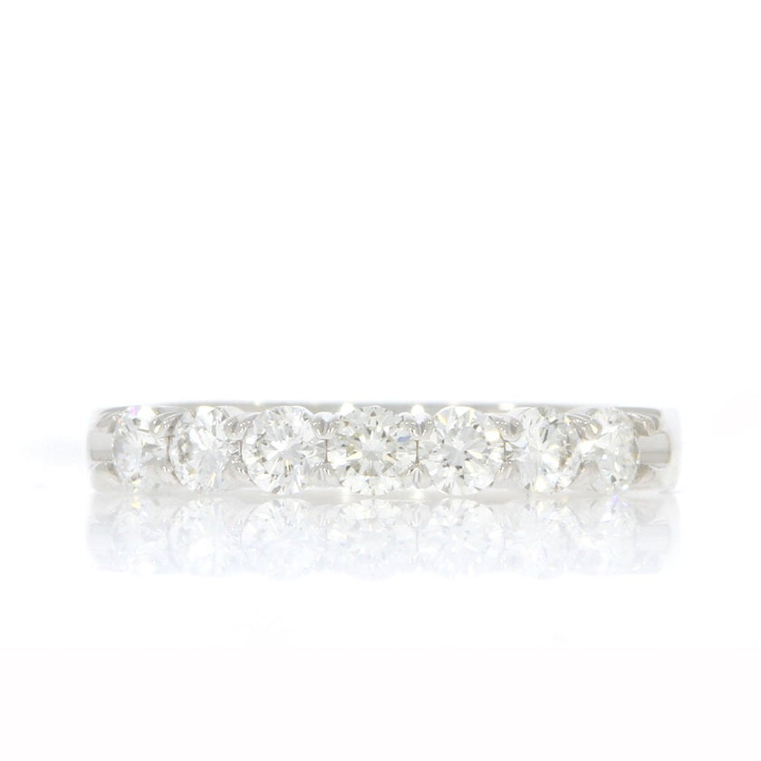 18K White Gold and 7 Stone Diamond Band Style Ring