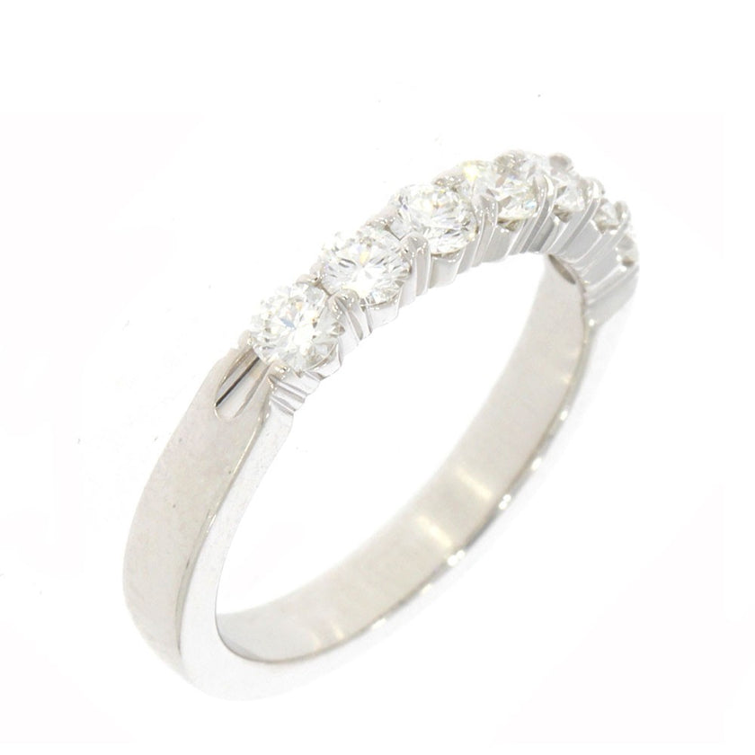 18K White Gold and 7 Stone Diamond Band Style Ring