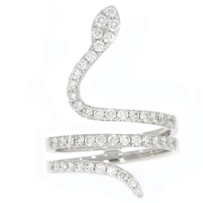 18K White Gold and Diamond Snake Ring