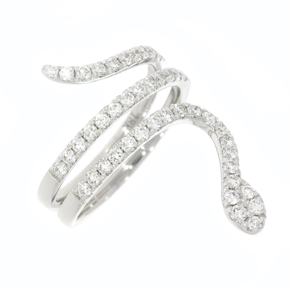 18K White Gold and Diamond Snake Ring