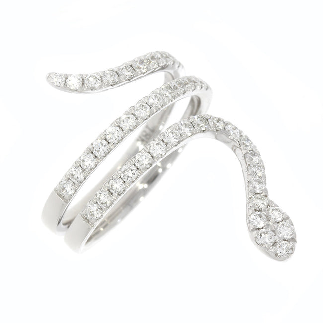 18K White Gold and Diamond Snake Ring