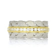 Platinum Leaf Ring with 18K Yellow Gold Center Stripe with Channel Set Diamonds