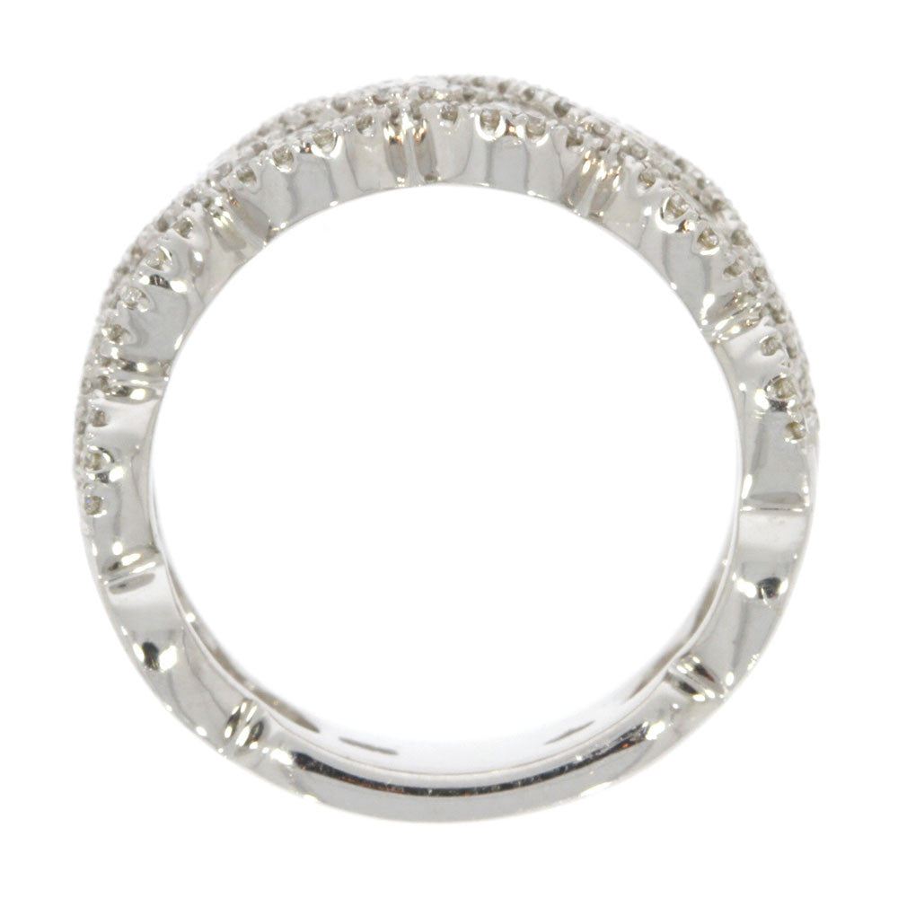 18K White Gold and Prong Set Diamond Woven Style Ring