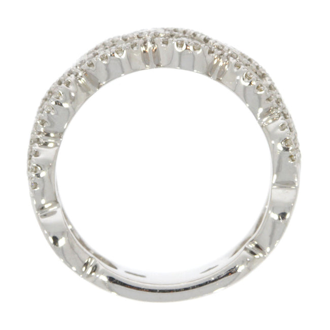 18K White Gold and Prong Set Diamond Woven Style Ring