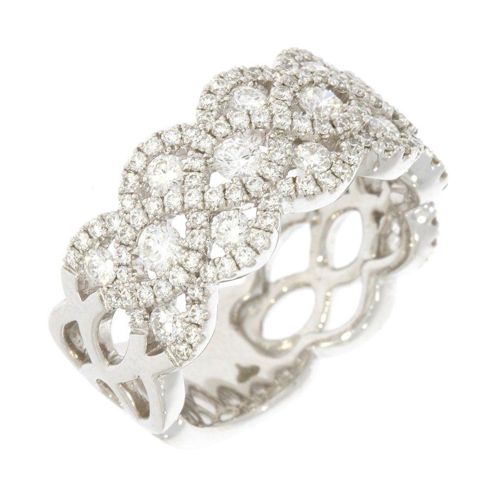 18K White Gold and Prong Set Diamond Woven Style Ring