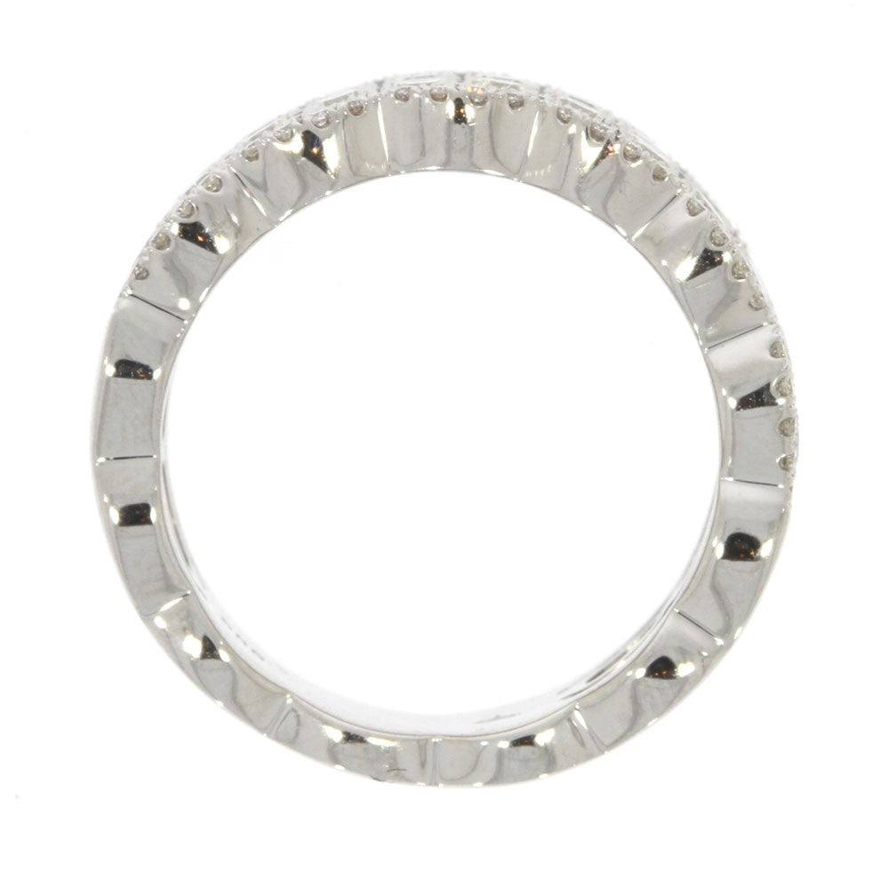 18K White Gold and Diamond Pave' Set Diamond Scalloped Band