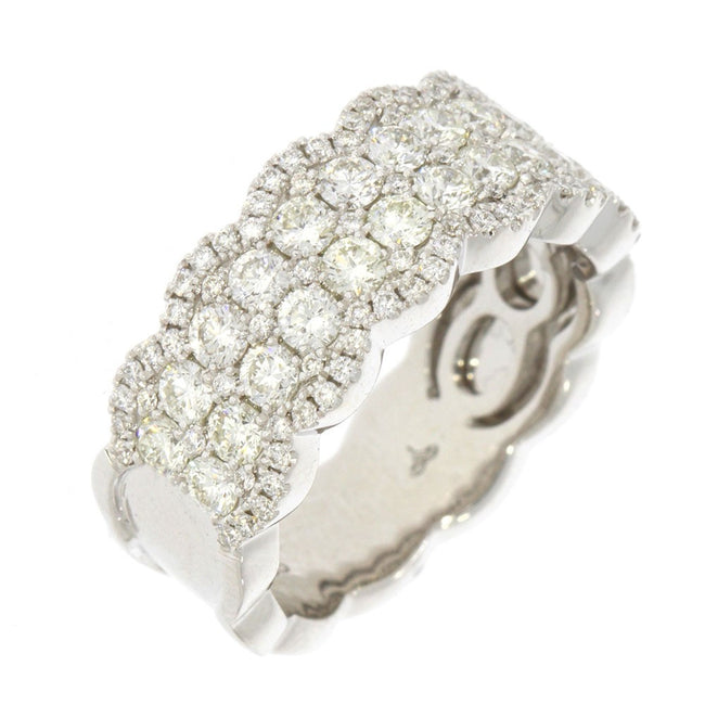 18K White Gold and Diamond Pave' Set Diamond Scalloped Band