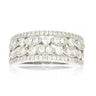 18K White Gold Four Row Diamond Ring, with Milgrain Accented Borders