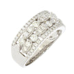 18K White Gold Four Row Diamond Ring, with Milgrain Accented Borders