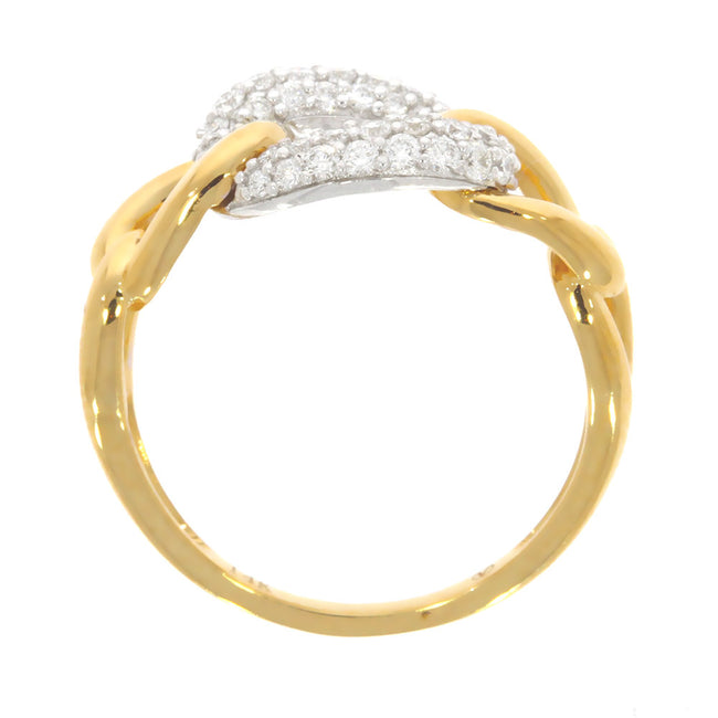 14K Yellow and White Gold Chain Link Diamond Ring