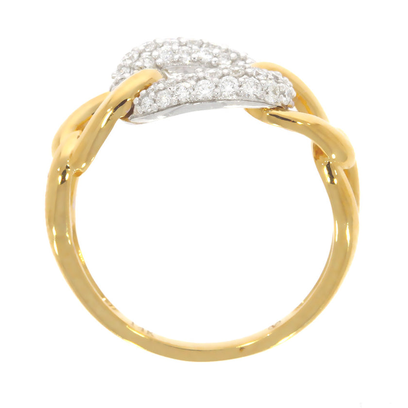 14K Yellow and White Gold Chain Link Diamond Ring