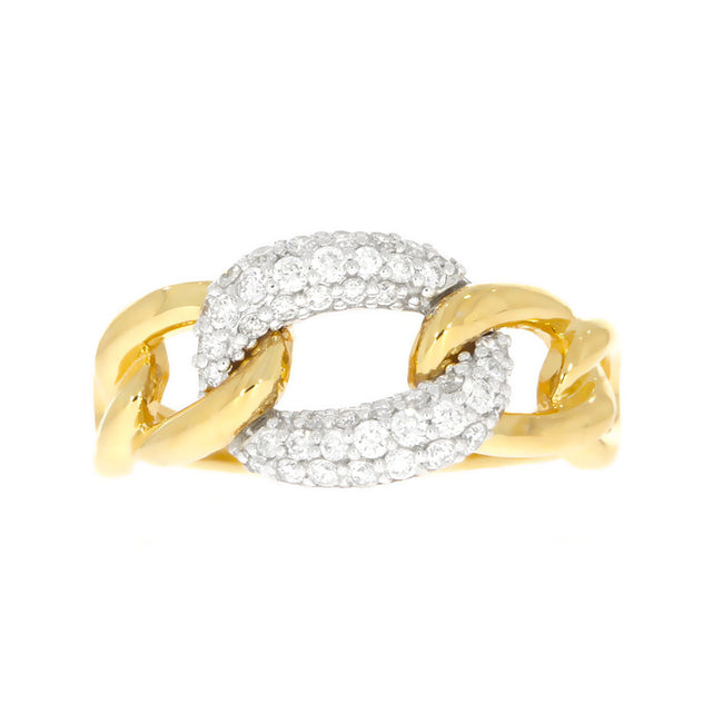 14K Yellow and White Gold Chain Link Diamond Ring