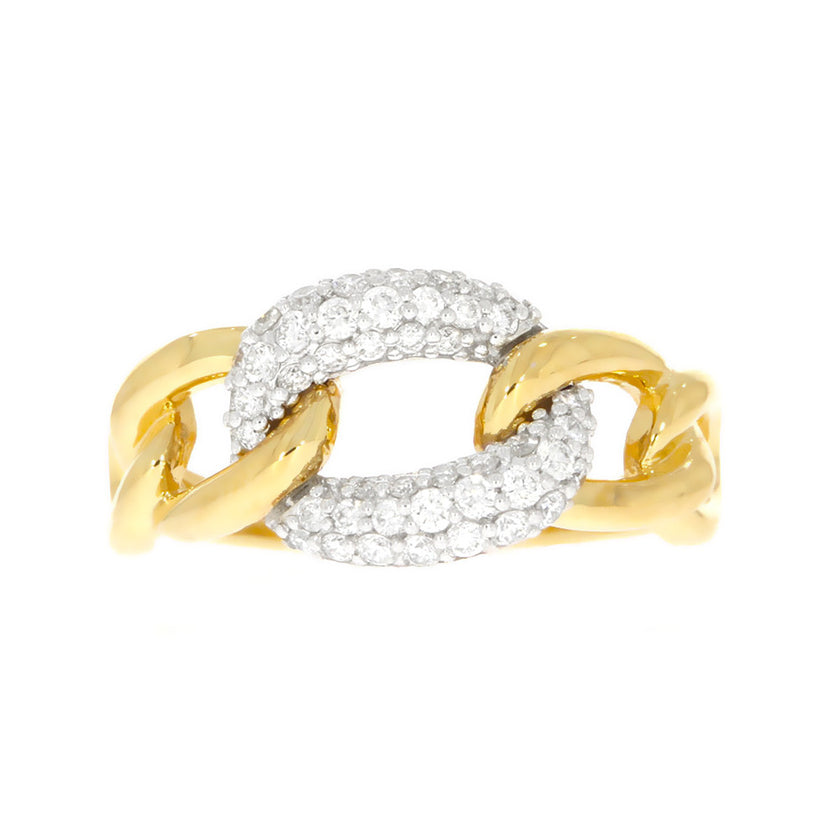 14K Yellow and White Gold Chain Link Diamond Ring