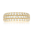 18K Yellow Gold and Fire and Ice Diamond Shared Prong Set 3 Row Band