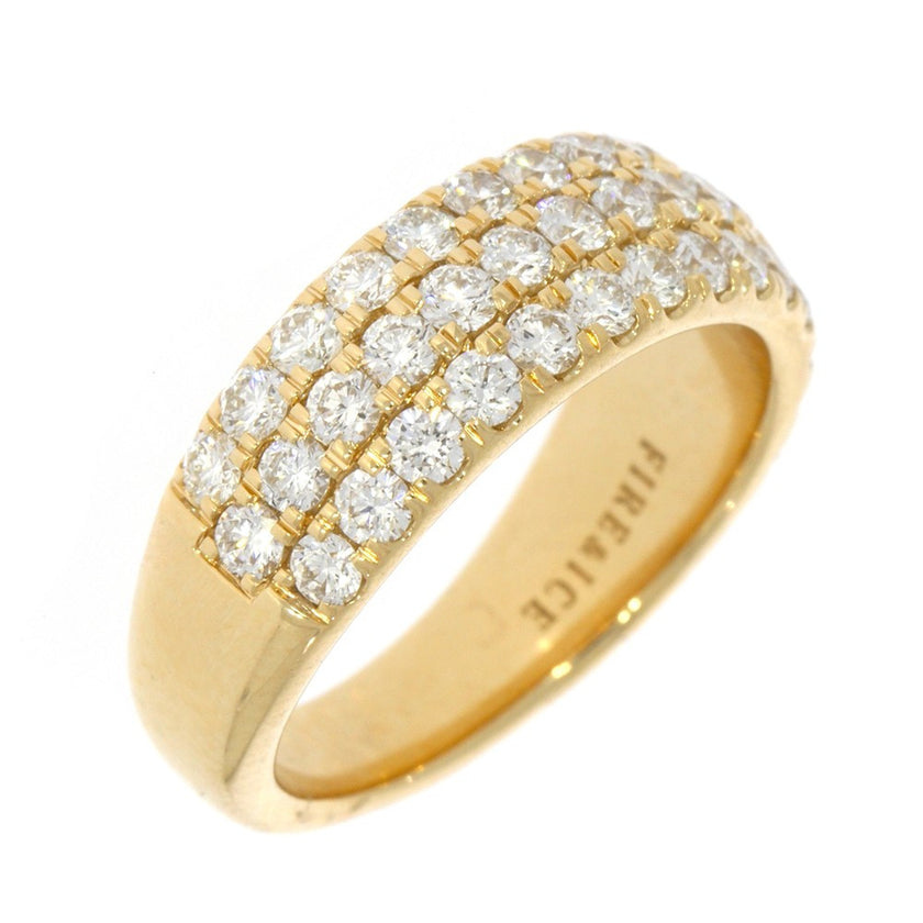 18K Yellow Gold and Fire and Ice Diamond Shared Prong Set 3 Row Band