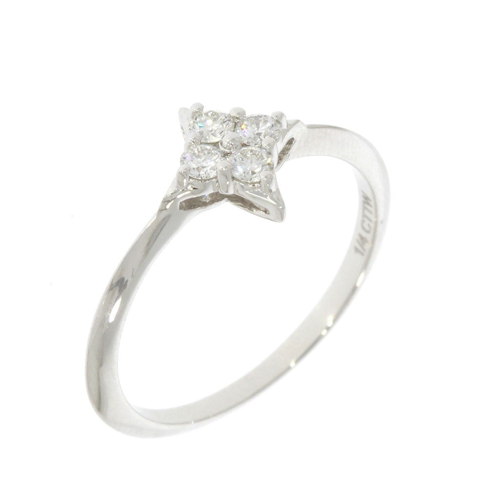 14K White Gold and Diamond Star of Hope Cluster Style Ring