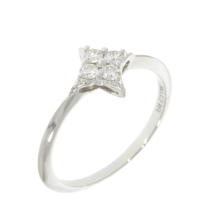 14K White Gold and Diamond Star of Hope Cluster Style Ring