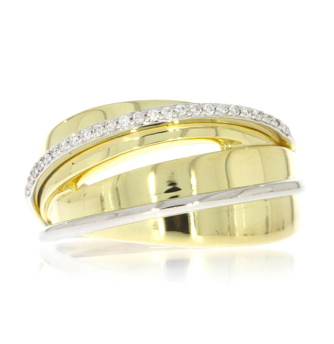 14K Two Tone and Prong Set Diamond Bypass Style Band