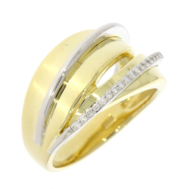 14K Two Tone and Prong Set Diamond Bypass Style Band